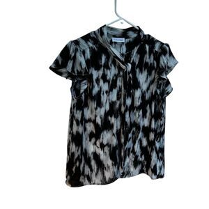 Calvin Klein Women's M Black V-Neck Short Sleeve Blouse‎ Casual Top